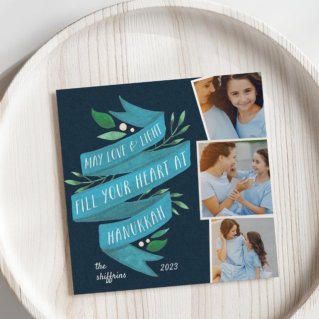 Joyous Tidings | Cartão com fotos de Hanukkah ao q (Criador carregado)