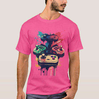 Joysticks T-shirt e S do Jogo Retro Nostálgico
