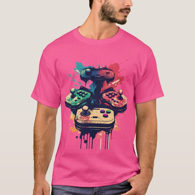 Joysticks T-shirt e S do Jogo Retro Nostálgico (Frente)