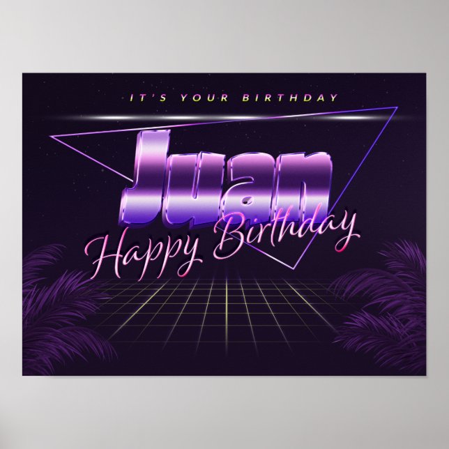 Juan Name Vorname lila retro Poster Geburtstag (Frente)