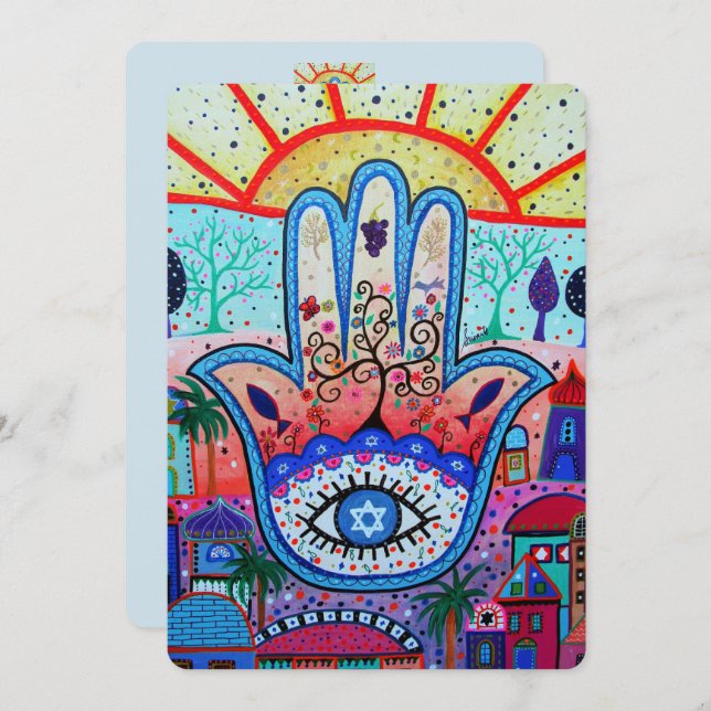 JUDAIC HAMSA BAT BAR MITZVAH CONVITE (Frente/Verso)