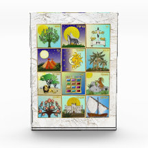 Judaica 12 Tribos de Israel Arte Bloco de Acrílico