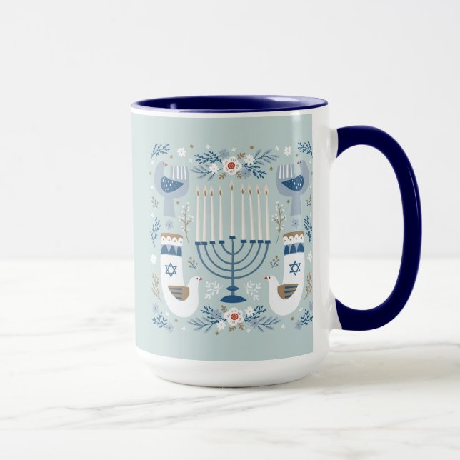 Judaica - Canecas de Chanukah - Presentes - Feriad (Direita)