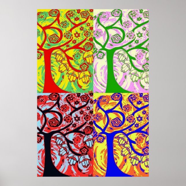 Judaica Hamsa Tree Of Life Sunrise Poster (Frente)