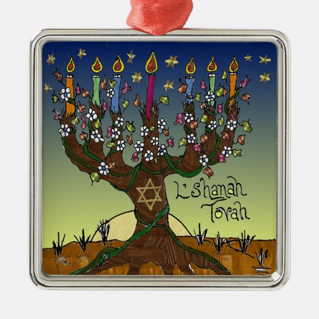Judaica L'shanah Tovah Árvore De Ornamento Da Vida (Frente)