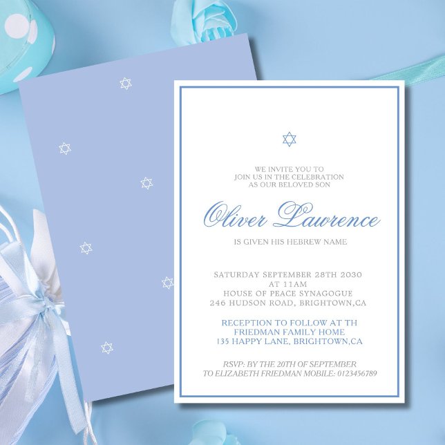 Judeu Hebraico Chamando Azul Convite (Criador carregado)