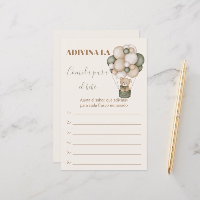 Juego Chá de fraldas Adivina la para PR (Frente/Verso In Situ)