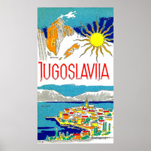 Jugoslávia, mar de adriático, poster das viagens