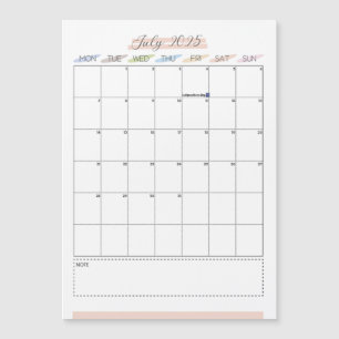 Jul. 2025 Calendário Magnético