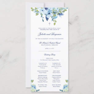Julette Blue Floral Católica Casamento Massa