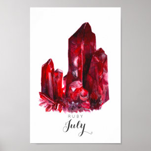 Julho Birthstone - poster da aguarela   do rubi