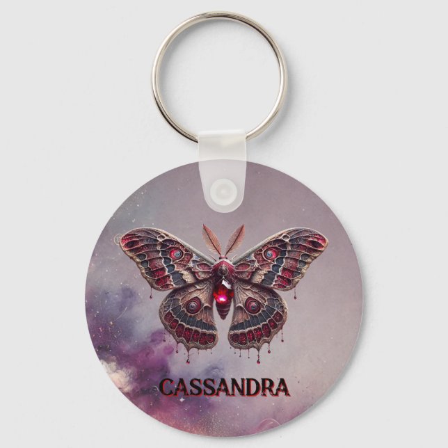 Julho - Chaveiro de Birthstone - Ruby Moth Design (Frente)