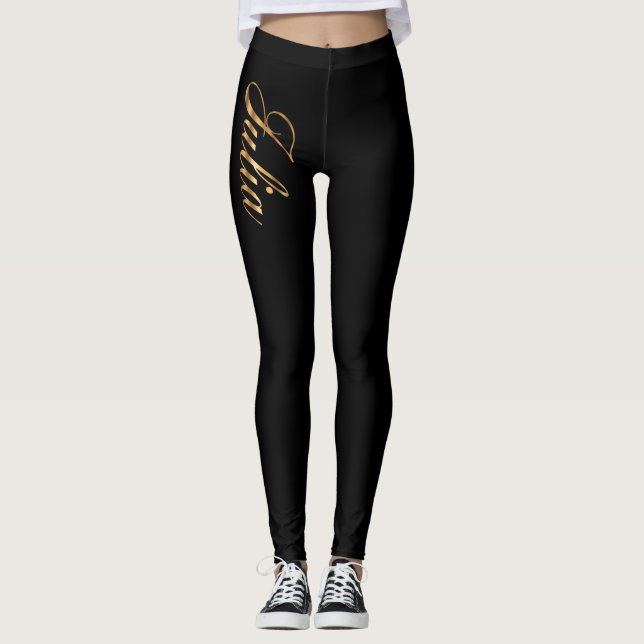 Julia gold Design Lettering Leggings (Frente)