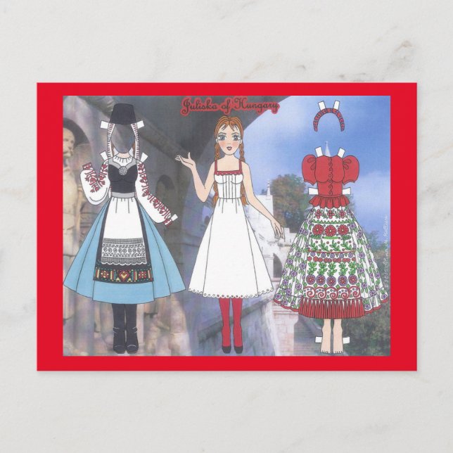 Juliska do cartão postal de boneca de papel da Hun (Frente)