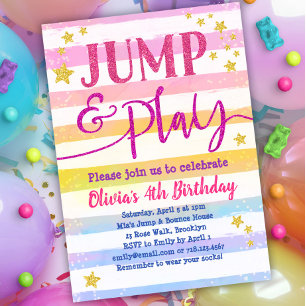 Jump Birthday - Convite Girls Jump & Play Party