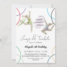 Jump Tumble Girl Gymnasal Convite de Aniversário