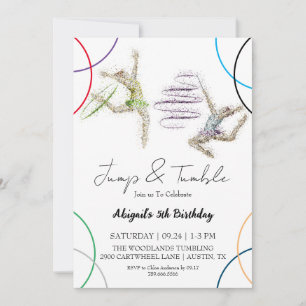 Jump Tumble Girl Gymnasal Convite de Aniversário