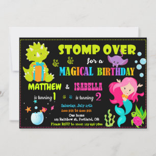 Junção do convite do aniversário da sereia e do