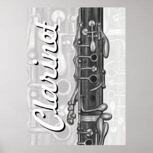 Junção superior do clarinete no poster do carvã