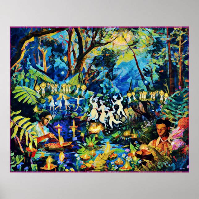 June Naive Folk Art Summer Celebration Poster (Frente)