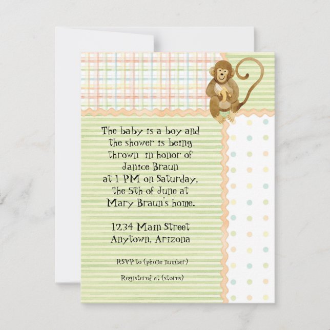 Jungle Babies, Convite para Chás de fraldas 3- Ver (Frente)