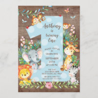 Jungle Big One Boys Convite de Aniversário