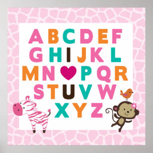 Jungle Jilly Alphabet Wall Impressão