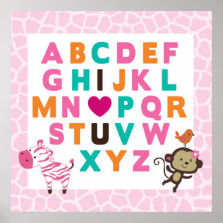 Jungle Jilly Alphabet Wall Impressão