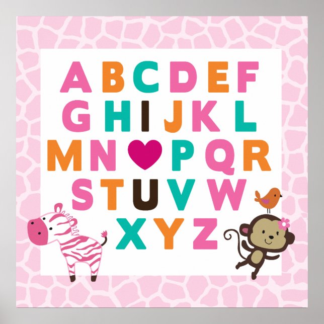 Jungle Jilly Alphabet Wall Impressão (Frente)