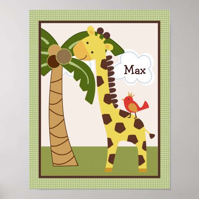 Jungle Pals Giraffe Personalizado Poster de Arte (Frente)