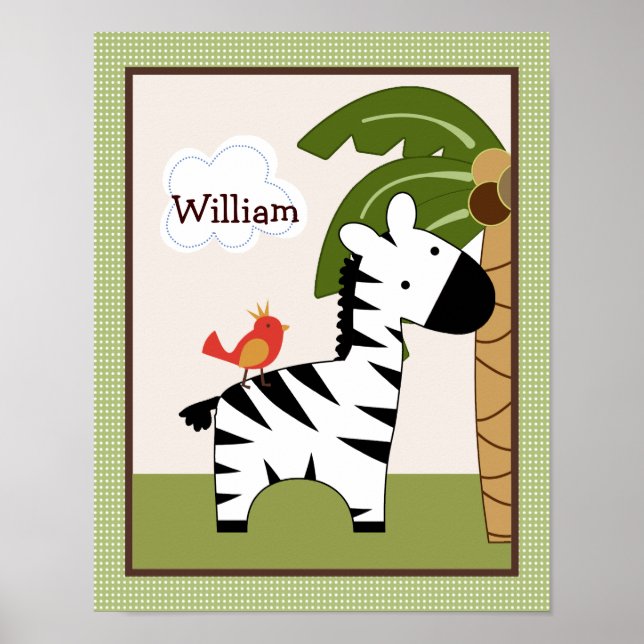 Jungle Pals Zebra - Poster de Arte Personalizada (Frente)