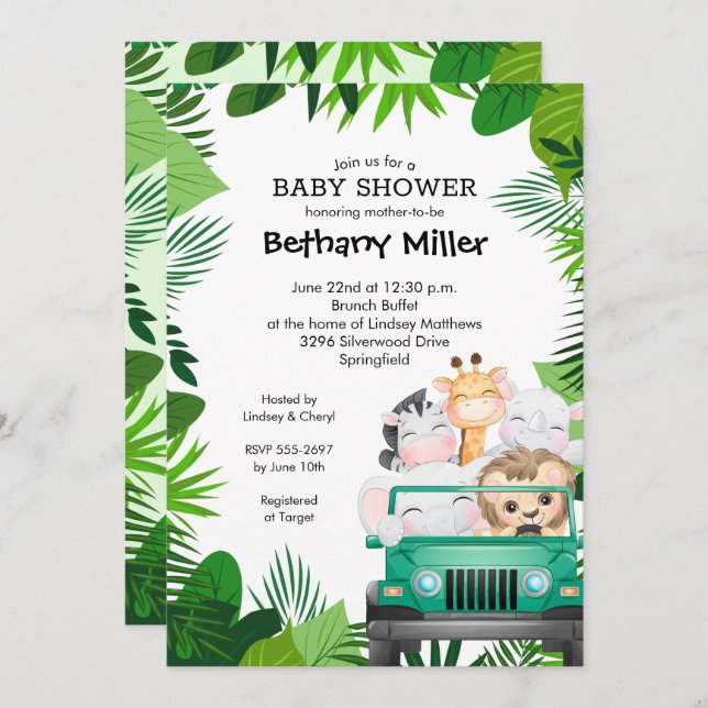 Jungle Safari Baby Shower (Frente/Verso)