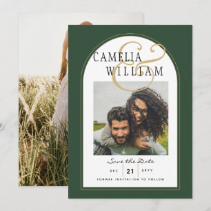 JUNIPER GREEN DOURADO Convite de casamento FOTO