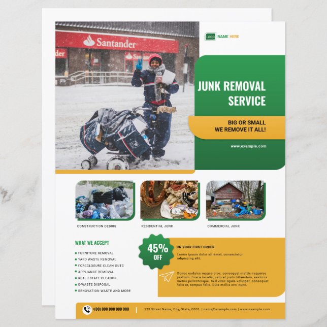 Junk Removal Services Flyer Template (Frente/Verso)