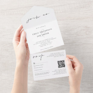 Junte-se a nós, Casamento Branco Negro com Script