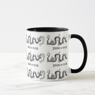 "Junte-se ou morra-se" caneca colonial histórica