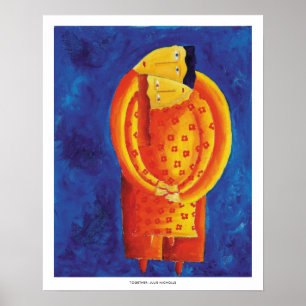 Juntos com Impressão de pintura acrílica contempor