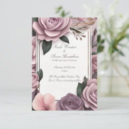 Juntos Convite para Casamento Floral de Mauve Fore