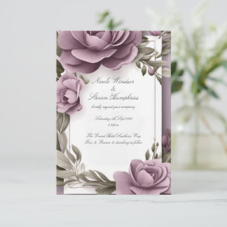 Juntos Convite para Casamento Floral de Mauve Fore