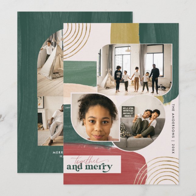Juntos e Feliz | Natal para Abstrato moderno (Frente/Verso)