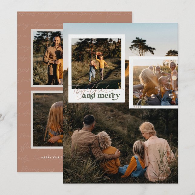 Juntos e Feliz | Nostalgic Cinco Fotografias Natal (Frente/Verso)