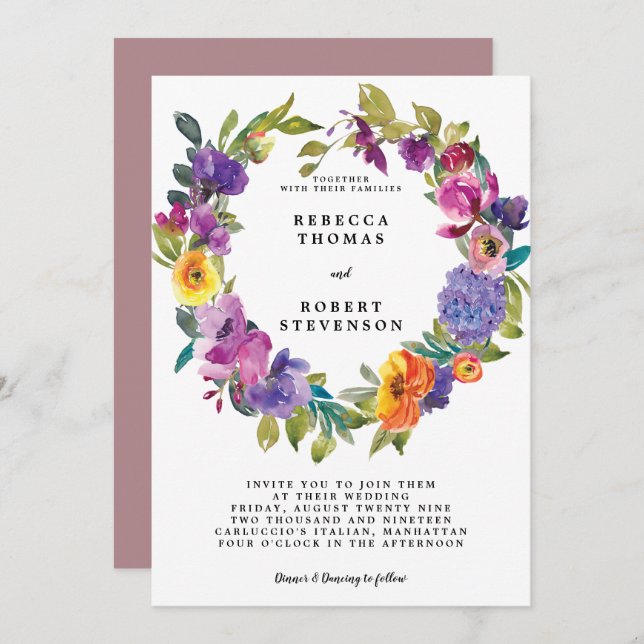 juramento floral de convite para casamento brilhan (Frente/Verso)