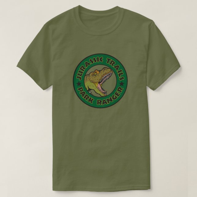 Jurassic Trails Park Ranger T-Shirt (Frente do Design)