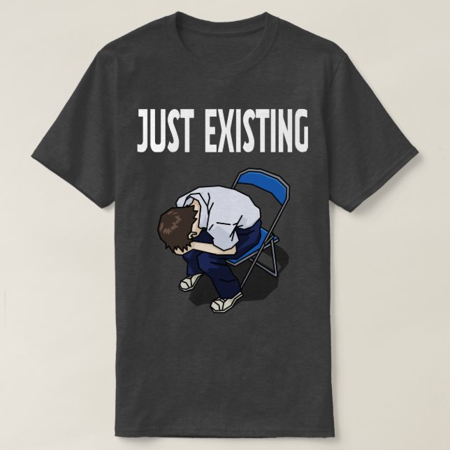 Just Existing Mood Black T-Shirt (Frente do Design)