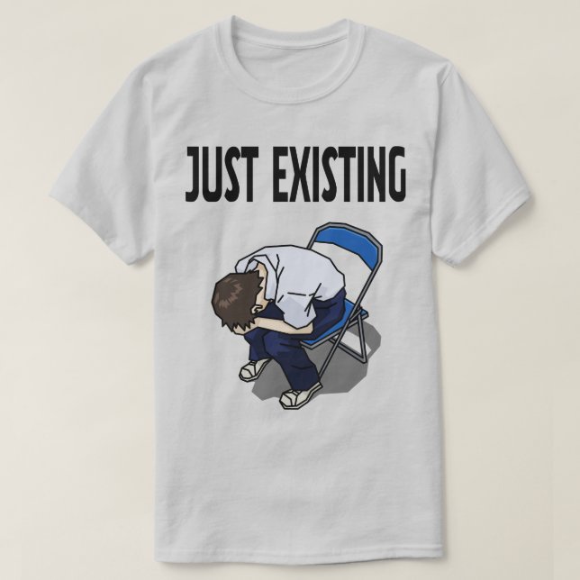 Just Existing Mood – White T-Shirt (Frente do Design)