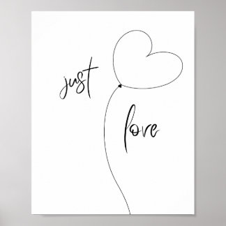 Just Love Minimalist Poster – Heart Balloon