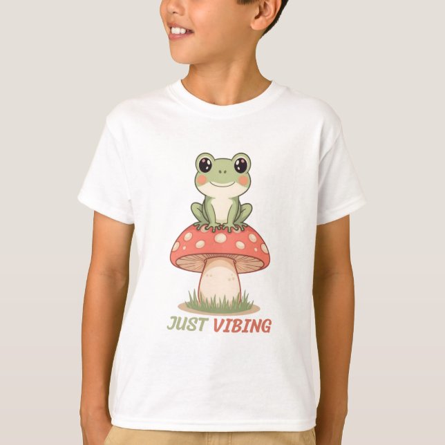 Just Vibing Frog Mushroom T-Shirt (Frente)