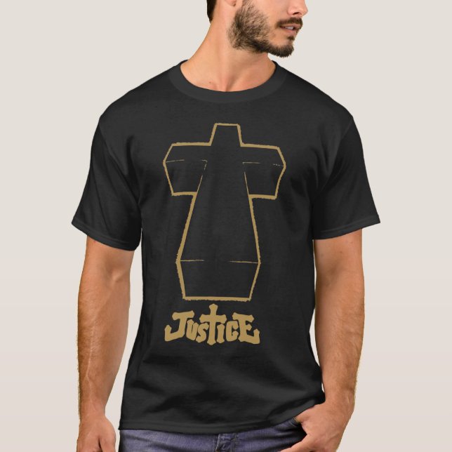 Justice Electro Music Golden Cross  T-Shirt (Frente)