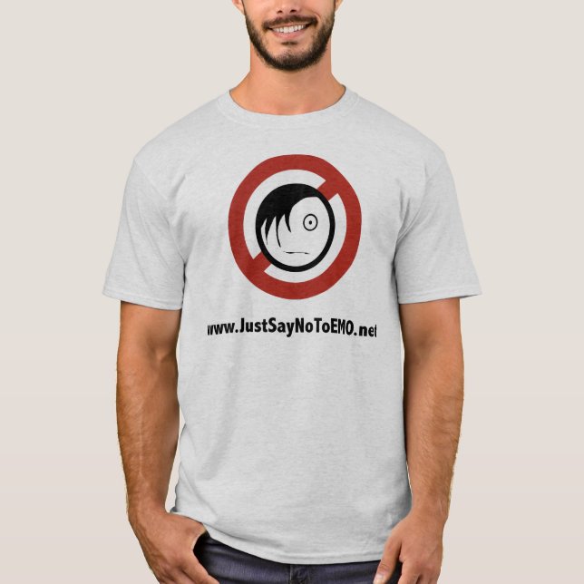 JustSayNoToEMO.net no t-shirt cinzento (Frente)