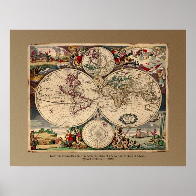 Justus Danckerts Old World Map Poster (Frente)